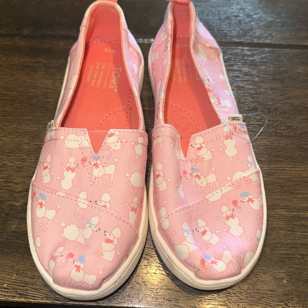 Toms Poodles Pink Slip On Shoes LIKE NEW‎ size 13 youth